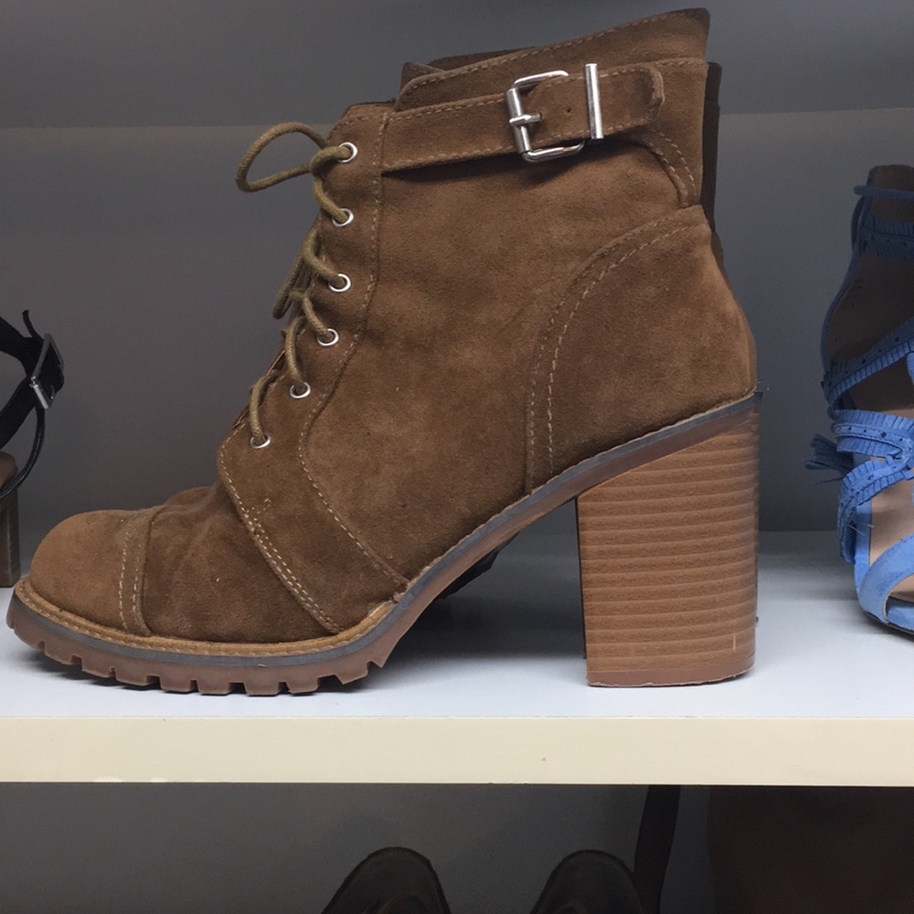 Brown lace up booties